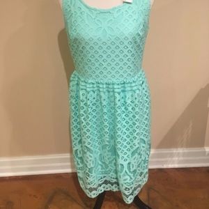 Elle teal blue mint green lace dress 👗 14